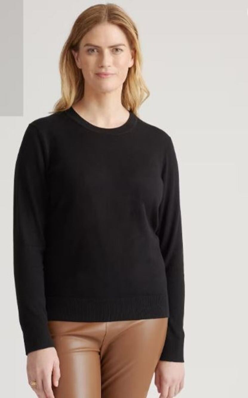 Quince Womens Medium Lightweight Cotton Cashmere Crew Sweater Black Pullover